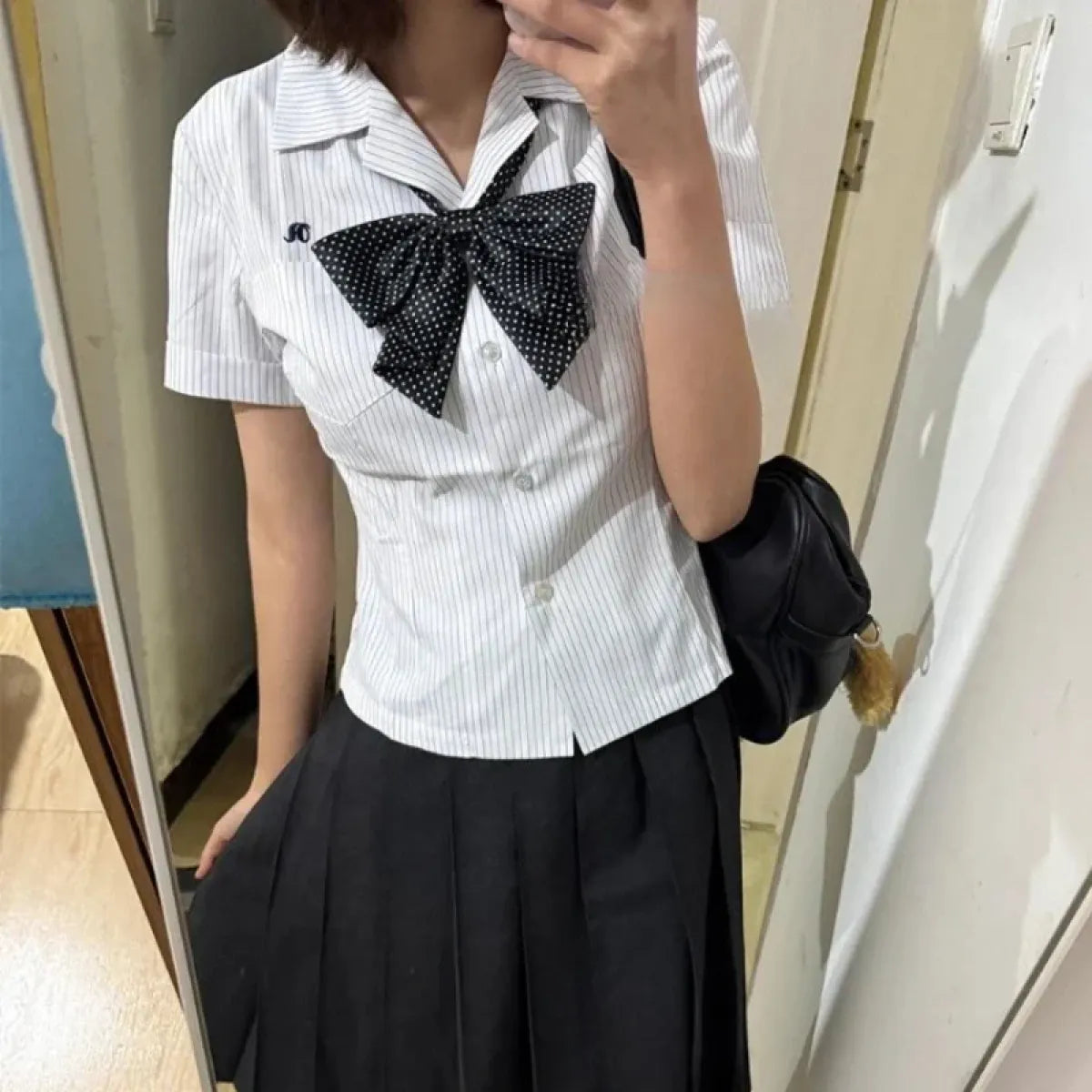 Preppy Stripe Ruffle Blouse - Women’s Clothing & Accessories - Blouses - 7