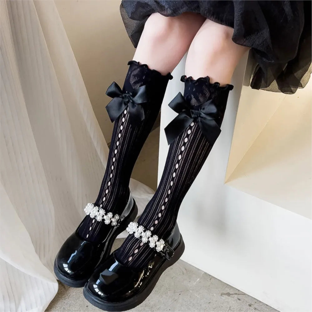 Princess Bowknot Lace Socks - Spring/Summer Calf-Length Stockings - Socks & Hosiery - Socks - 3 - 2024