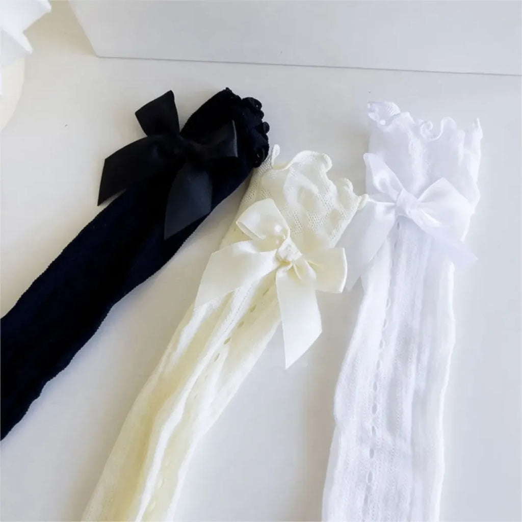 Princess Bowknot Lace Socks - Spring/Summer Calf-Length Stockings - Socks & Hosiery - 4