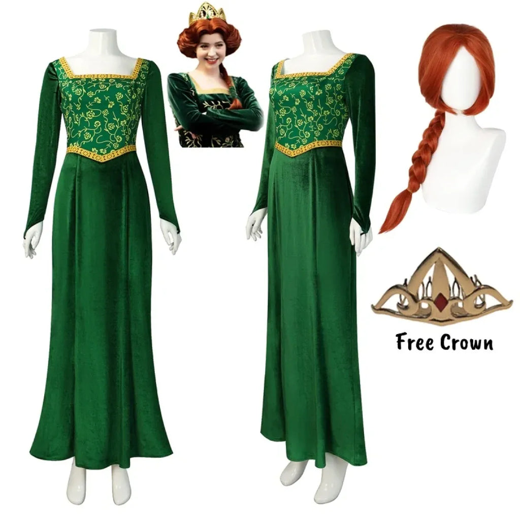 Princess Green Fantasy Cosplay Dress with Crown - All Dresses - Cosplay - 1