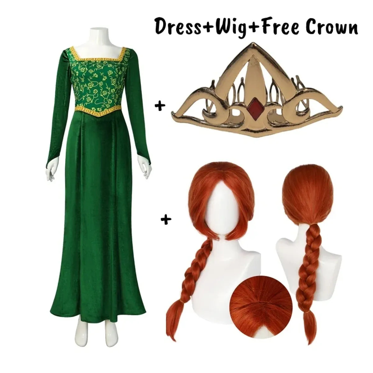 Princess Green Fantasy Cosplay Dress with Crown - All Dresses - Cosplay - 9
