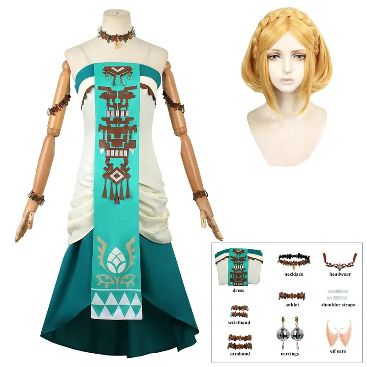 Princess Zelda Cosplay Costume Set with Wig - Dresses - Cosplay - 1