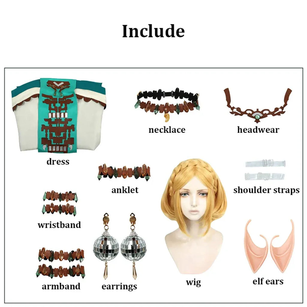 Princess Zelda Cosplay Costume Set with Wig - Dresses - Cosplay - 5