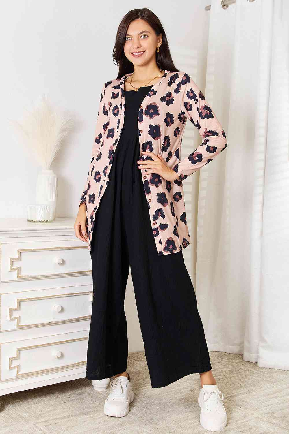 Printed Button Front Longline Cardigan - Women’s Clothing & Accessories - Shirts & Tops - 4 - 2024