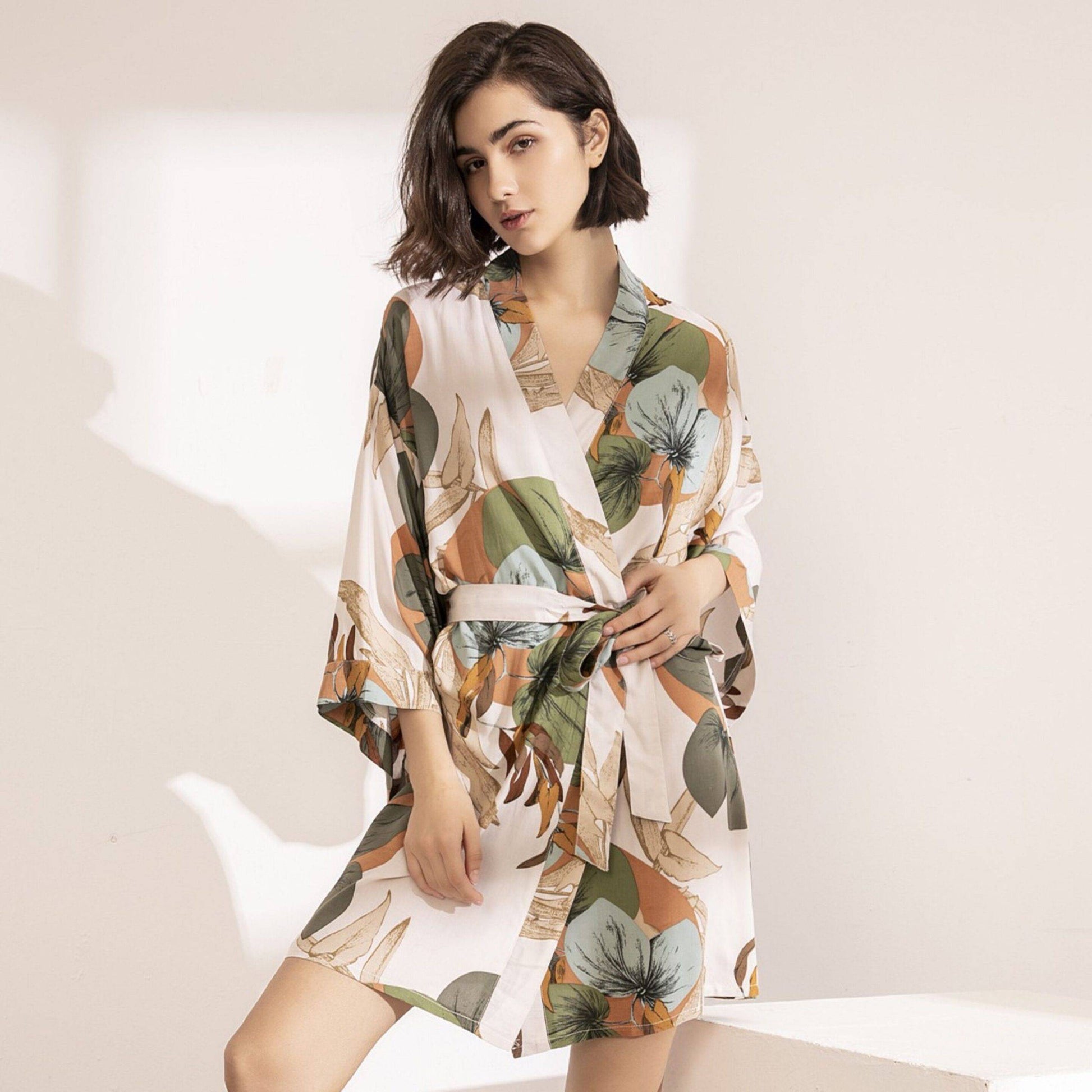 Floral Printed Cotton Robe - Women’s Clothing & Accessories - Pajamas - 4 - 2024