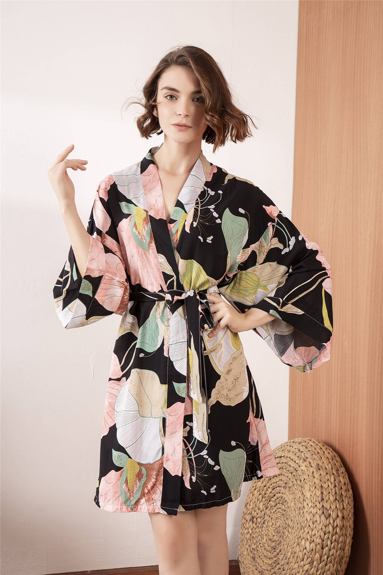 Floral Printed Cotton Robe - Women’s Clothing & Accessories - Pajamas - 5 - 2024