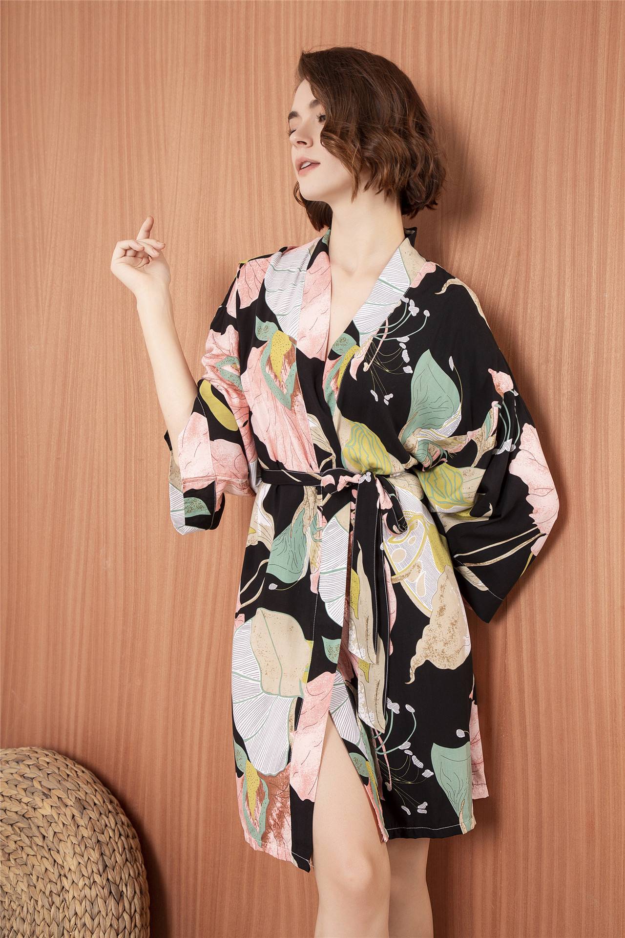 Floral Printed Cotton Robe - Women’s Clothing & Accessories - Pajamas - 7 - 2024