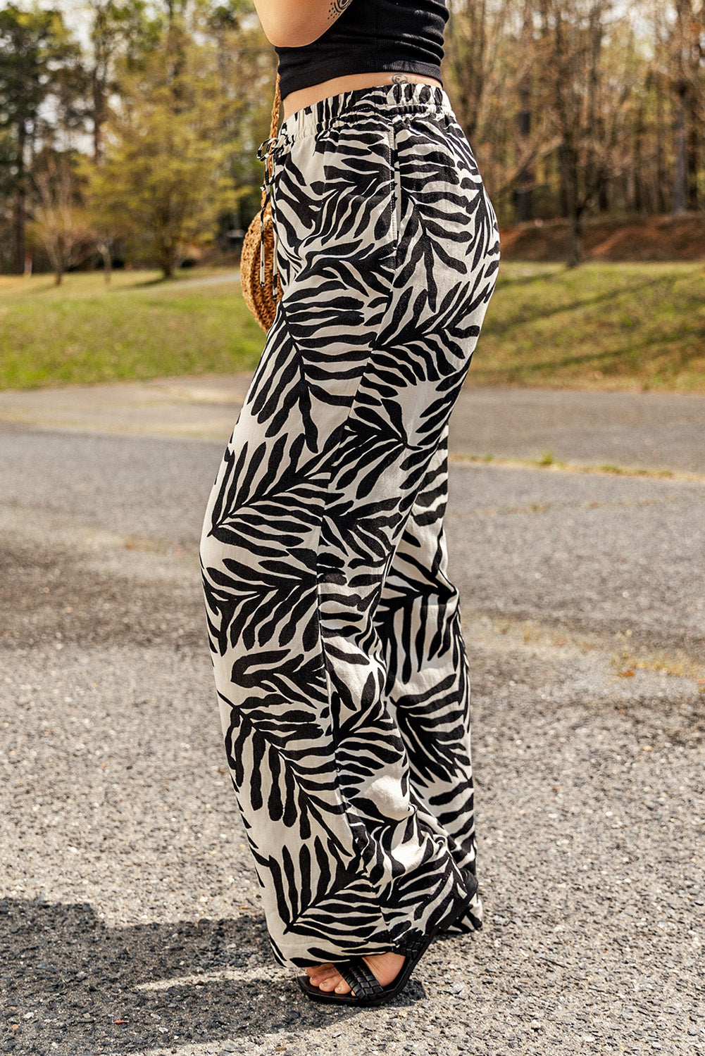 Printed Drawstring Waist Pants with Pockets - Bottoms - Pants - 3 - 2024