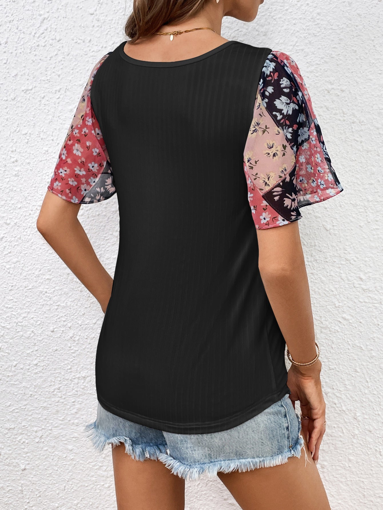 Printed Puff Sleeve Round Neck Tee - T-Shirts - Shirts & Tops - 2 - 2024