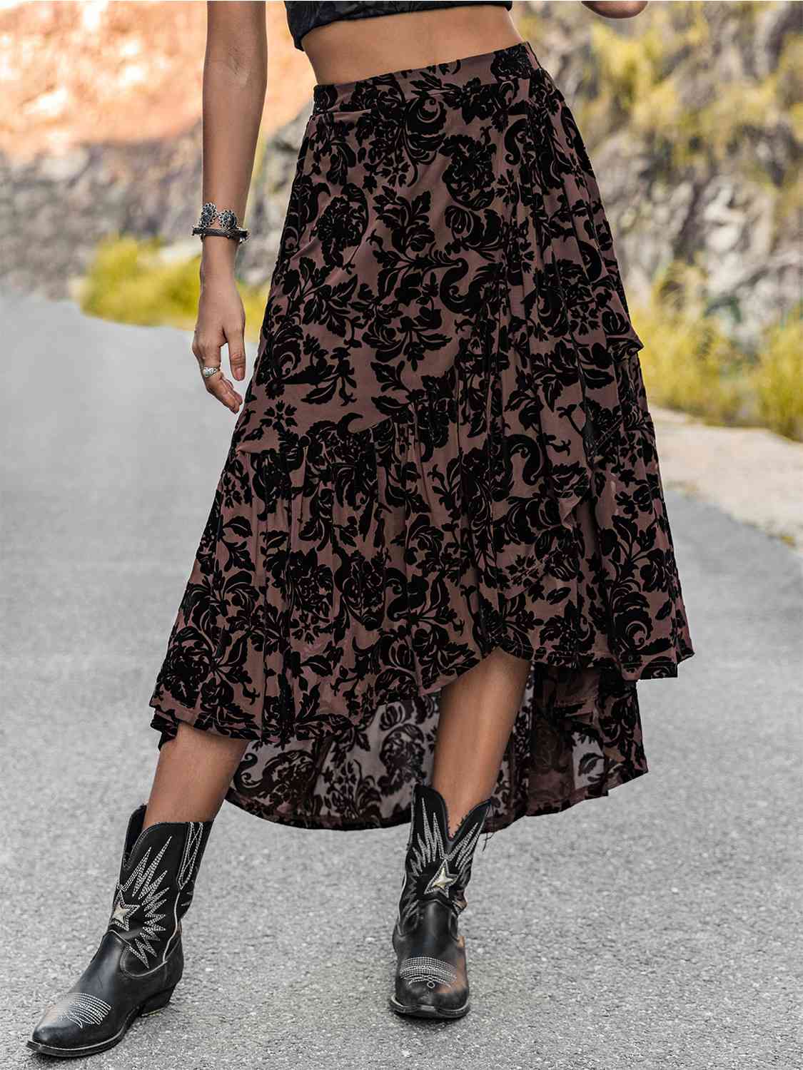 Printed Ruffled Midi Skirt - Bottoms - Skirts - 4 - 2024