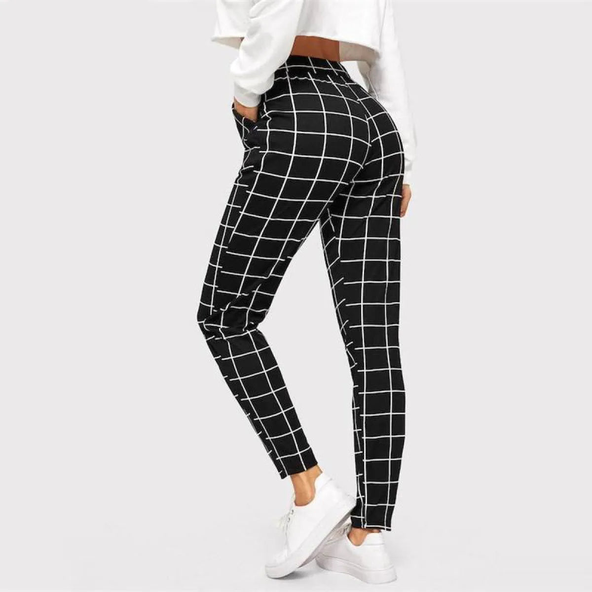Women’s Elegant Square Printed Skinny Pants - Bottoms - 2