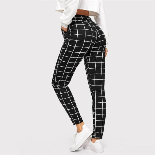 Women’s Elegant Square Printed Skinny Pants - Bottoms - 2