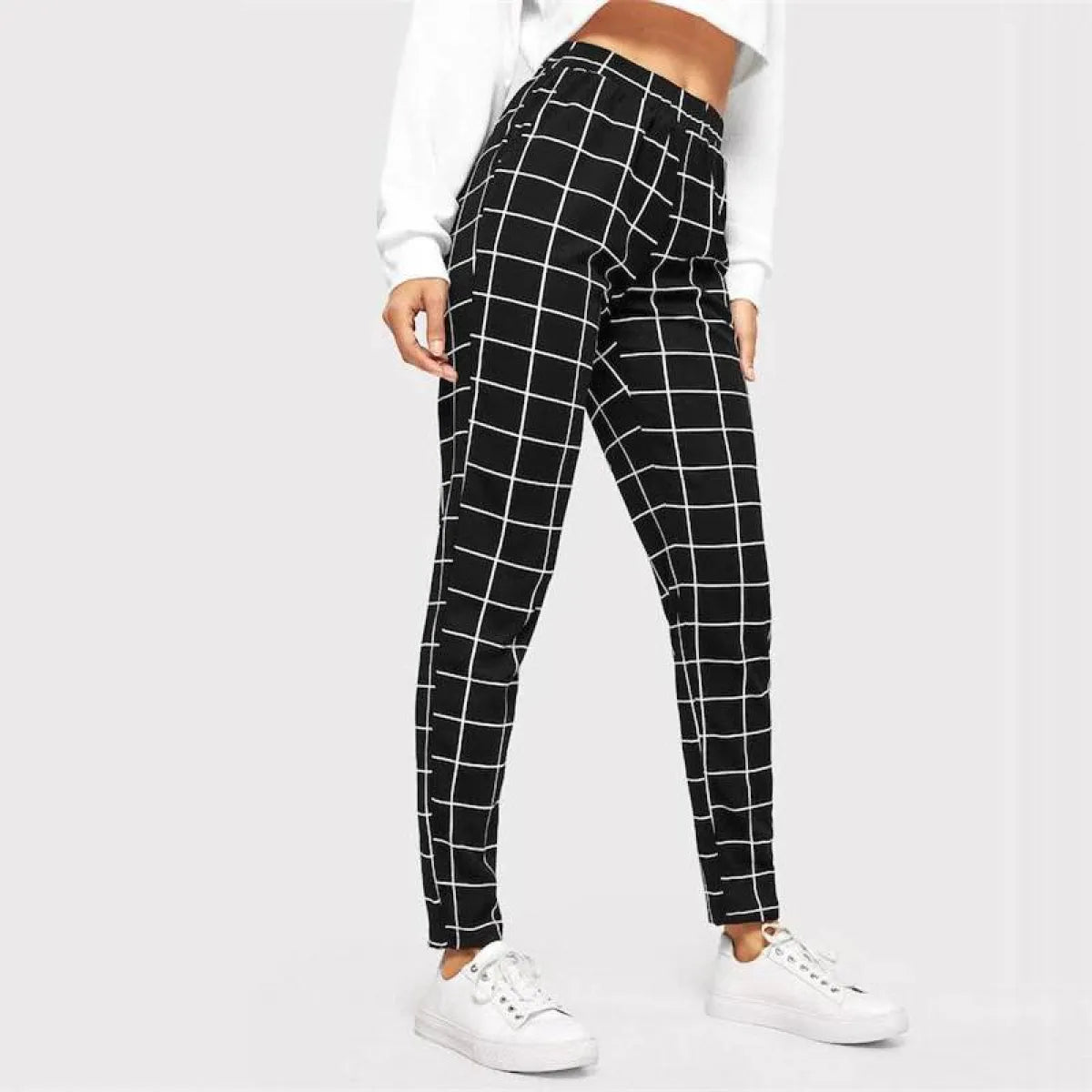 Women’s Elegant Square Printed Skinny Pants - Bottoms - 4