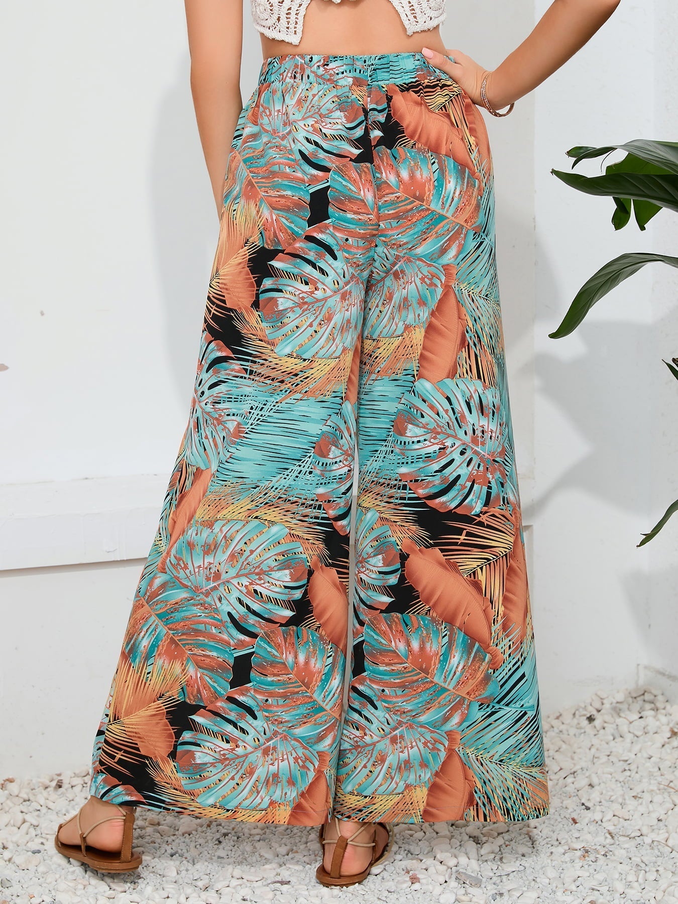 Printed Split Wide Leg Long Pants - Bottoms - Pants - 3 - 2024