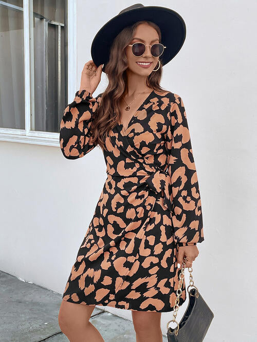 Printed Surplice Long Sleeve Dress - All Dresses - Dresses - 4 - 2024