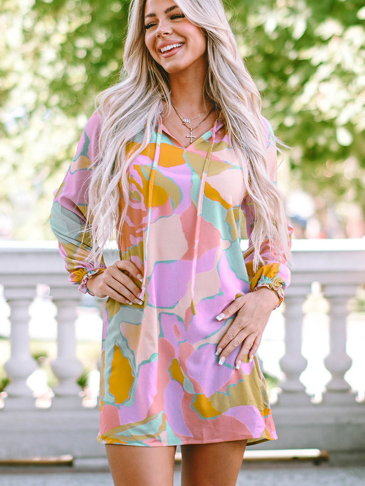 Printed Tie Neck Long Sleeve Dress - All Dresses - Dresses - 4 - 2024