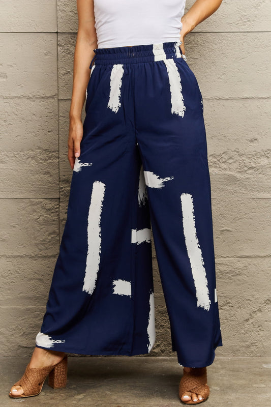 Printed Wide Leg Long Pants - Dark Blue / S - Bottoms - Pants - 1 - 2024