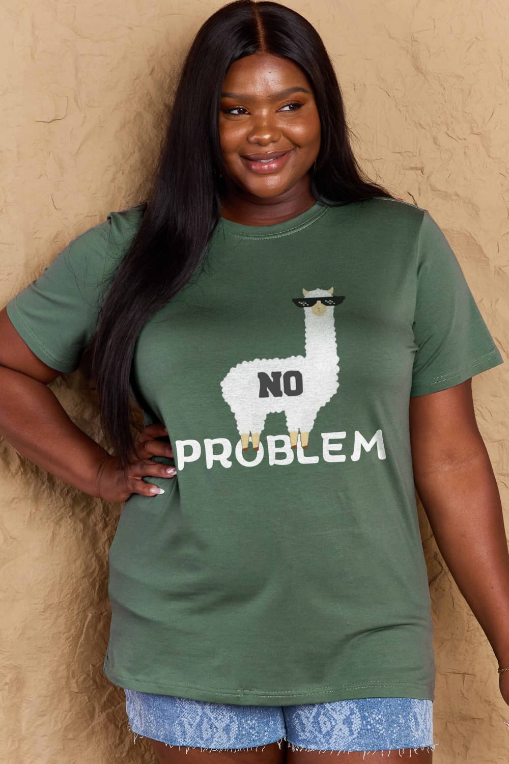 Full Size NO PROBLEM Graphic Cotton Tee - T-Shirts - Shirts & Tops - 10 - 2024