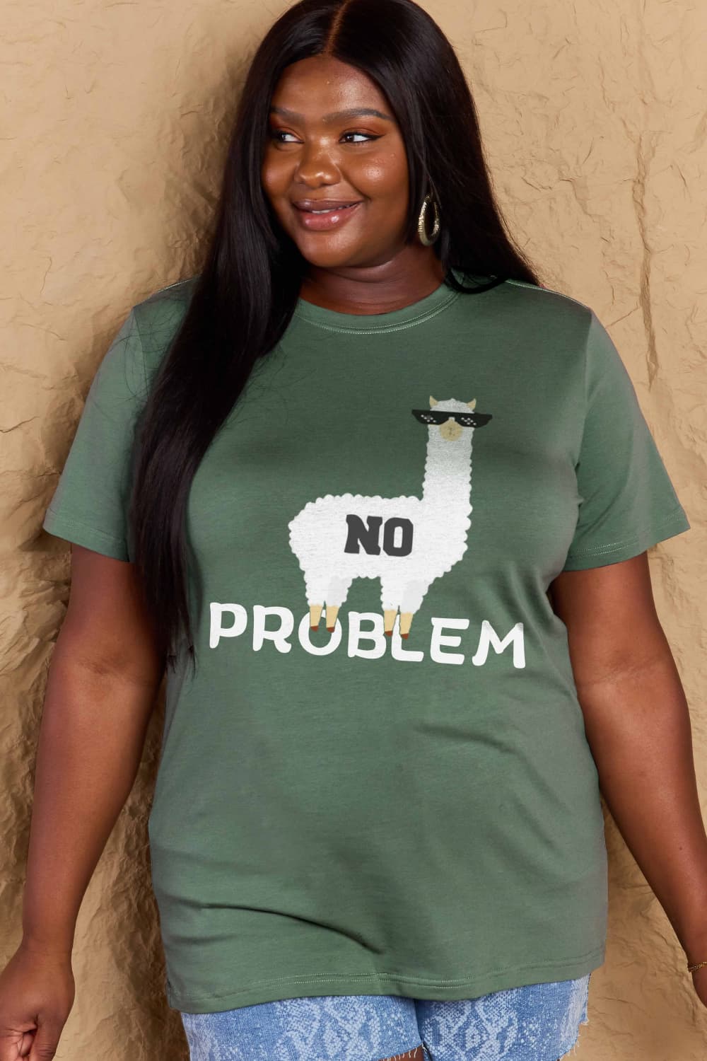 Full Size NO PROBLEM Graphic Cotton Tee - T-Shirts - Shirts & Tops - 11 - 2024