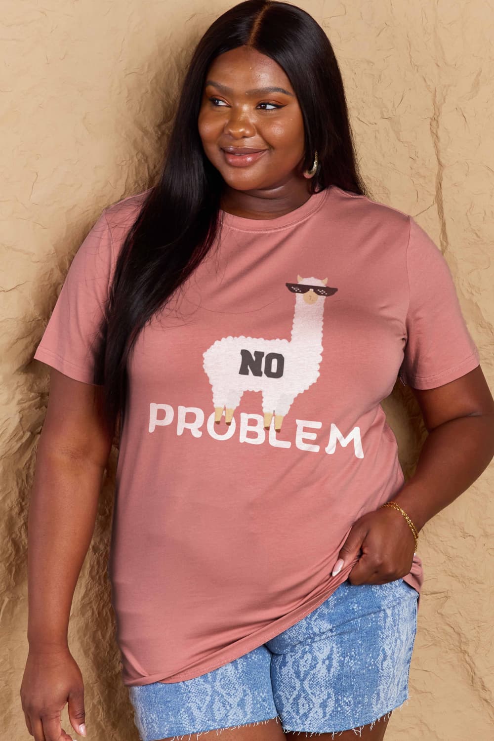 Full Size NO PROBLEM Graphic Cotton Tee - T-Shirts - Shirts & Tops - 16 - 2024