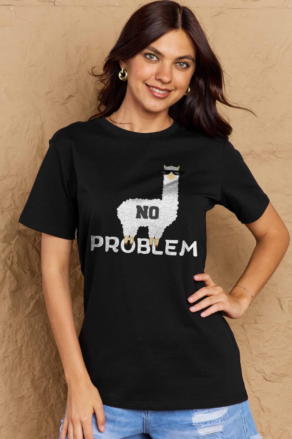 Full Size NO PROBLEM Graphic Cotton Tee - Black / S - T-Shirts - Shirts & Tops - 19 - 2024