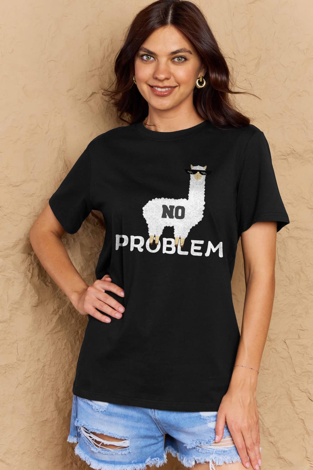 Full Size NO PROBLEM Graphic Cotton Tee - T-Shirts - Shirts & Tops - 20 - 2024