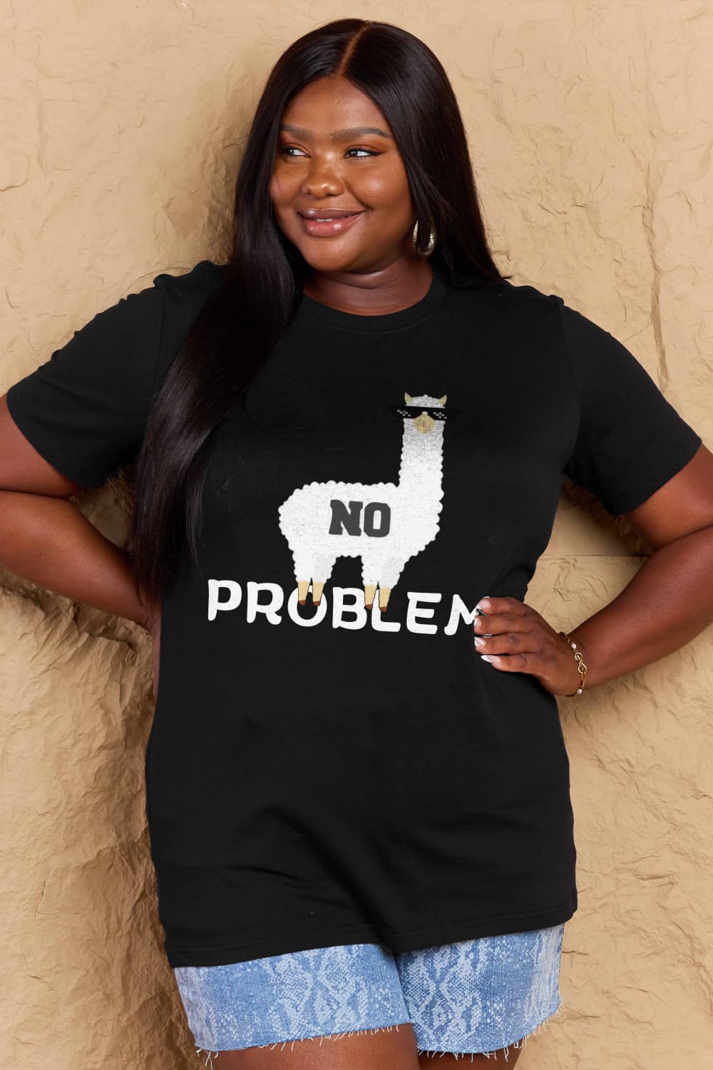 Full Size NO PROBLEM Graphic Cotton Tee - T-Shirts - Shirts & Tops - 22 - 2024