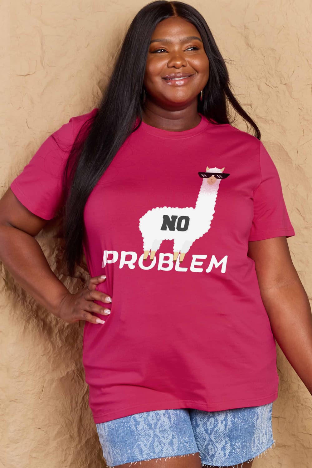 Full Size NO PROBLEM Graphic Cotton Tee - T-Shirts - Shirts & Tops - 28 - 2024