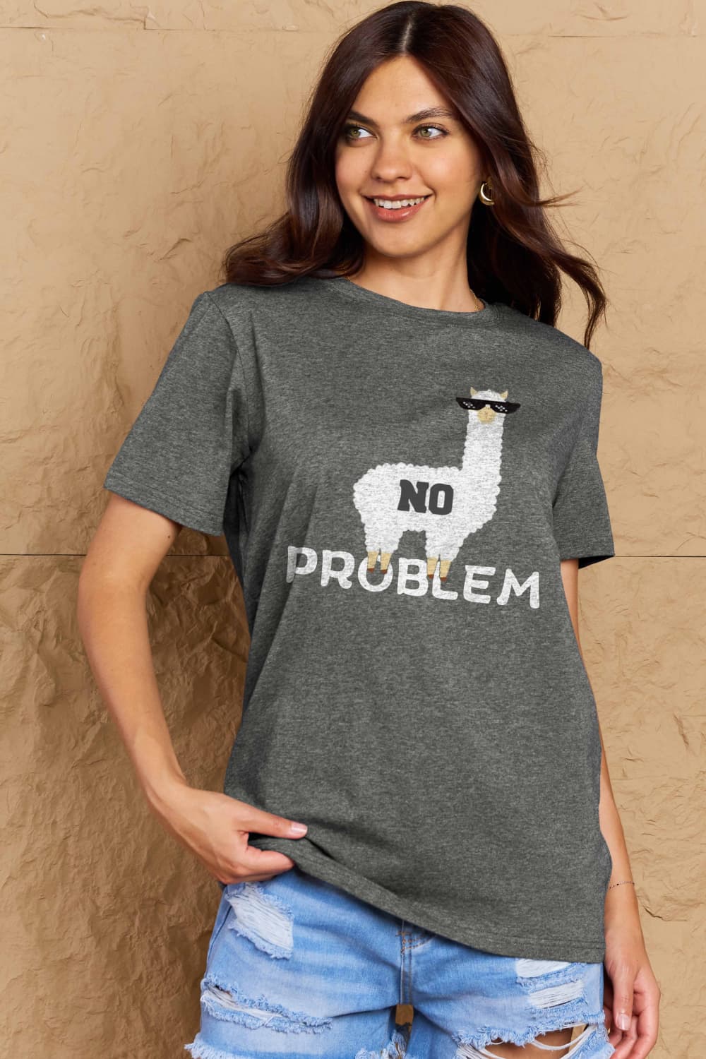 Full Size NO PROBLEM Graphic Cotton Tee - T-Shirts - Shirts & Tops - 3 - 2024