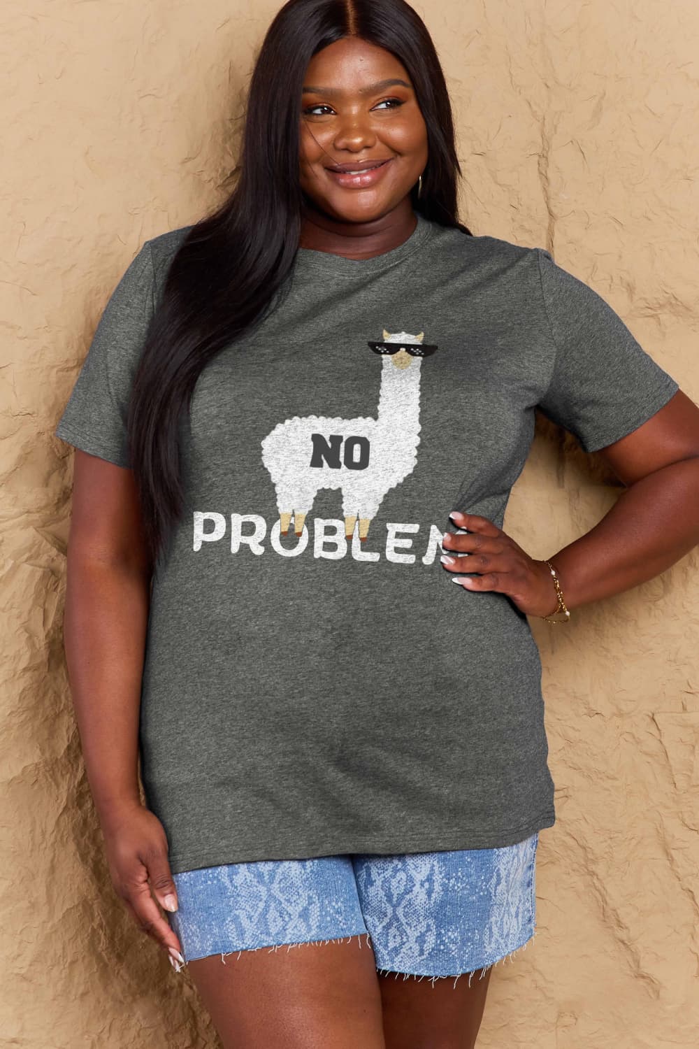 Full Size NO PROBLEM Graphic Cotton Tee - T-Shirts - Shirts & Tops - 4 - 2024