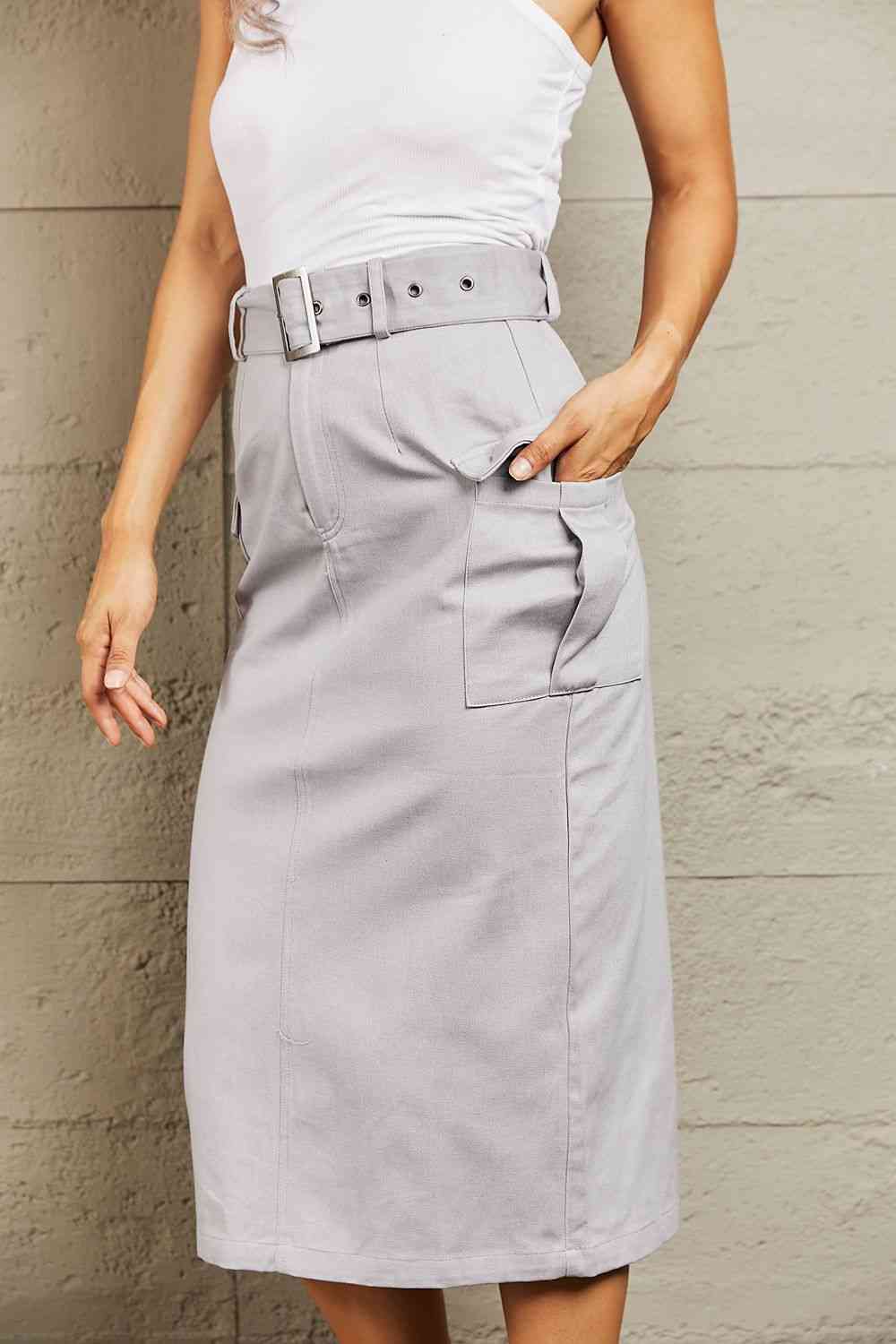 Professional Poise Buckled Midi Skirt - Bottoms - Skirts - 6 - 2024