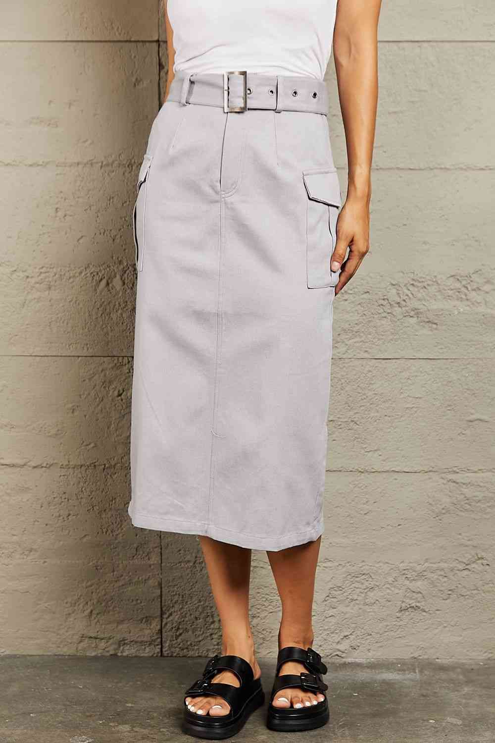 Professional Poise Buckled Midi Skirt - Bottoms - Skirts - 3 - 2024