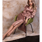 Satin Puff Sleeve Dress - All Dresses - 1