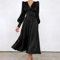 Satin Puff Sleeve Dress - All Dresses - 14