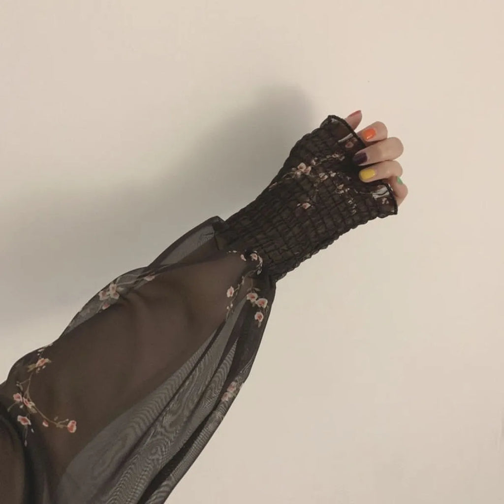 Vintage Flower Puff Sleeve Dress - All Dresses - 2