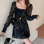 Vintage Flower Puff Sleeve Dress - All Dresses - 5