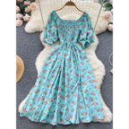 Puff Sleeve Party Dress - All Dresses - 17