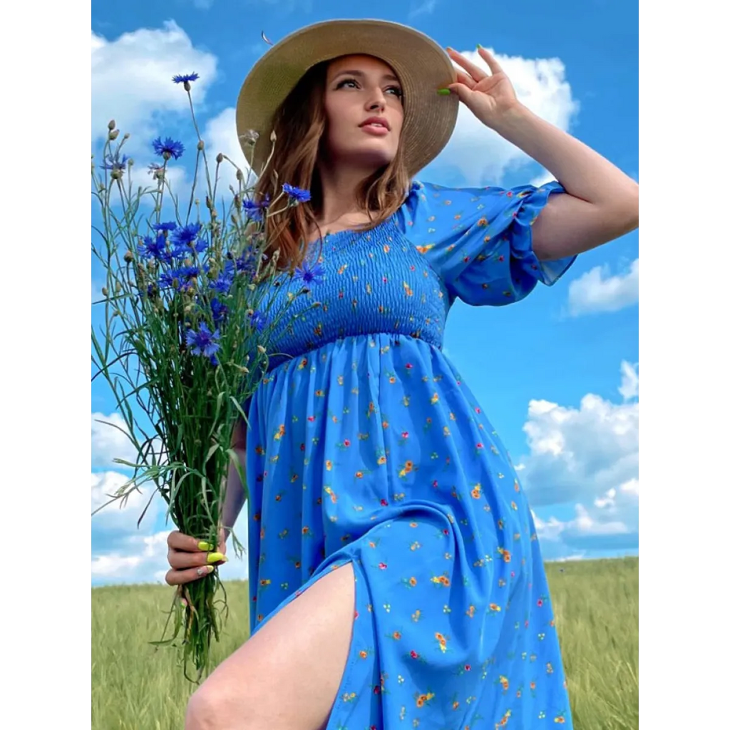 Puff Sleeve Party Dress - All Dresses - 2