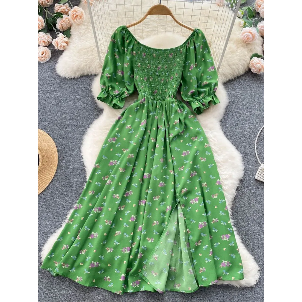 Puff Sleeve Party Dress - All Dresses - 20