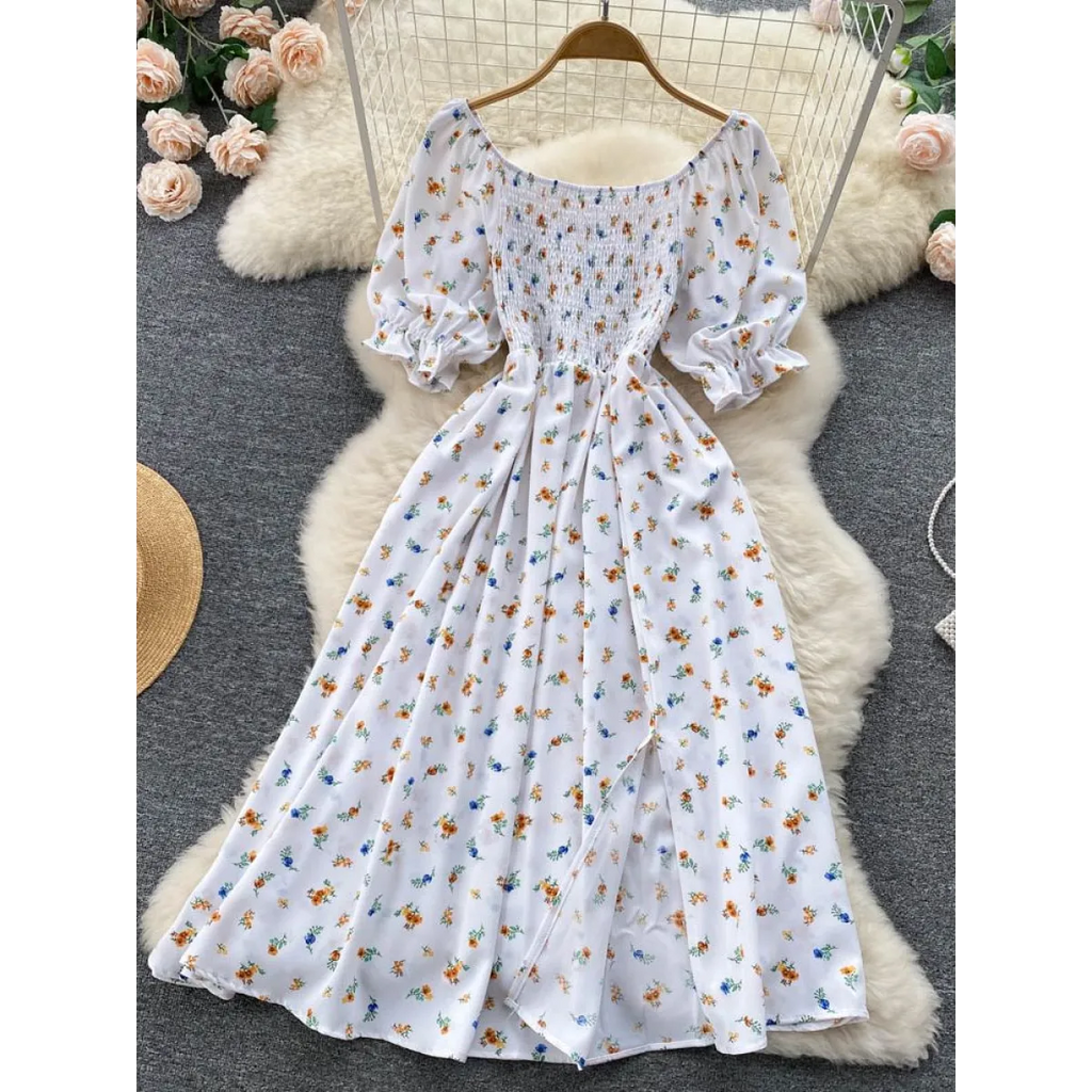 Puff Sleeve Party Dress - All Dresses - 4