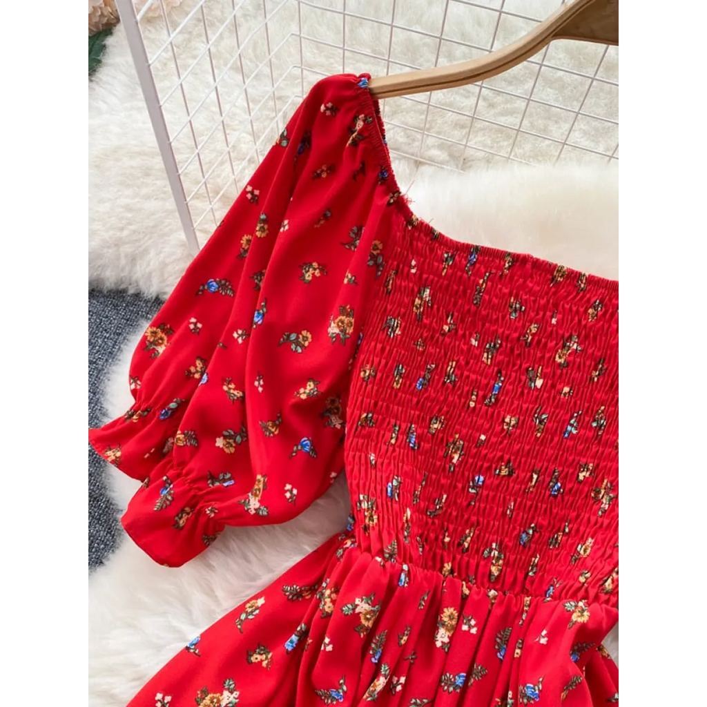 Puff Sleeve Party Dress - All Dresses - 6