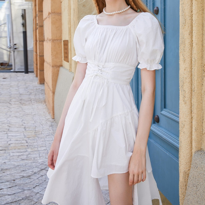 Puff Sleeve White Dress - All Dresses - Shirts & Tops - 3 - 2024