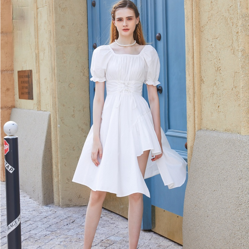 Puff Sleeve White Dress - All Dresses - Shirts & Tops - 4 - 2024