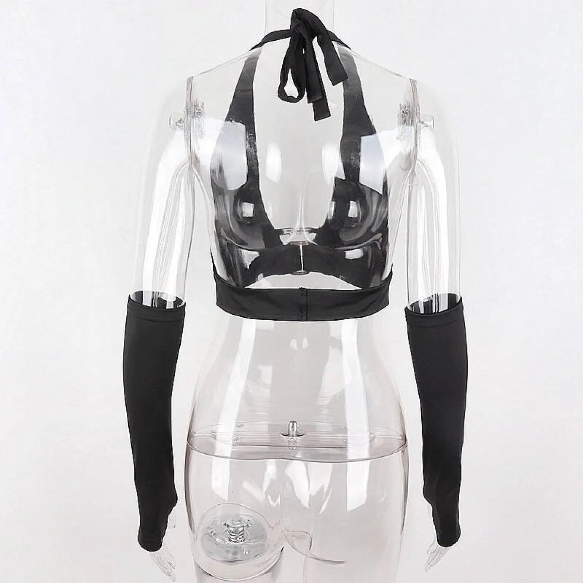 Punk Black Halter Tops - Women’s Clothing & Accessories - Sleeveless - Asymmetric - Halter Tops - 5