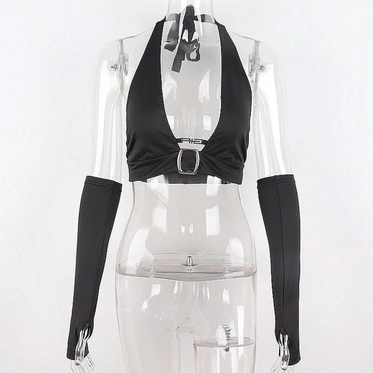 Punk Black Halter Tops - Women’s Clothing & Accessories - Sleeveless - Asymmetric - Halter Tops - 9