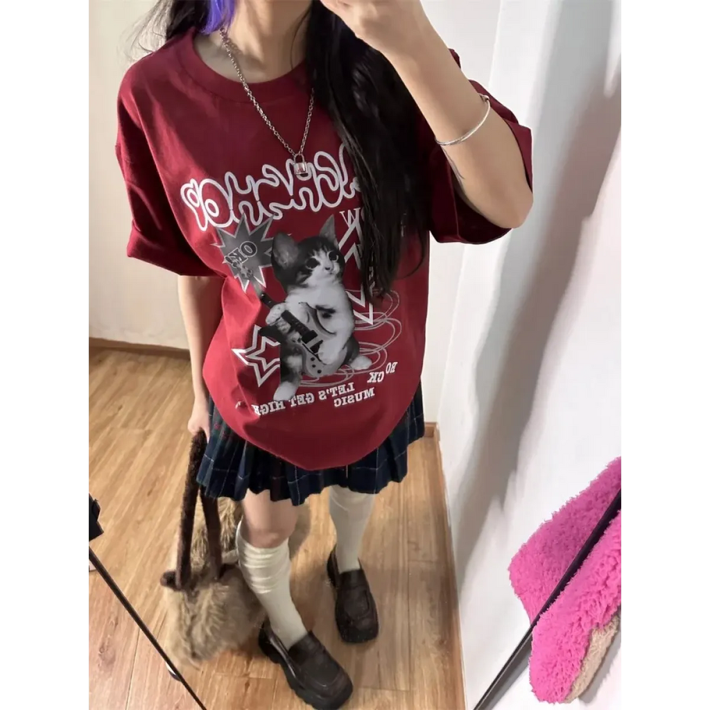 Harajuku Punk Cat Print T-Shirt - T-Shirts - T-Shirts - 4