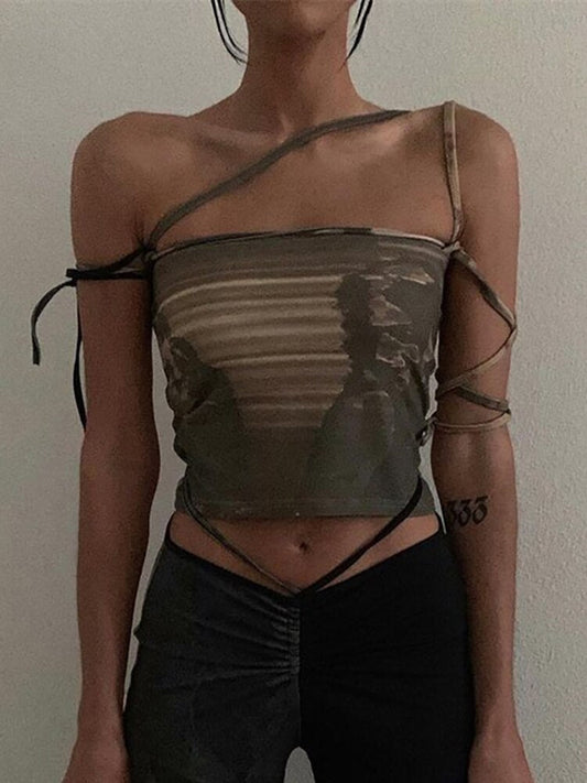 Grunge Lace Up Crop Top - Green / S - Women’s Clothing & Accessories - Shirts & Tops - 13 - 2024