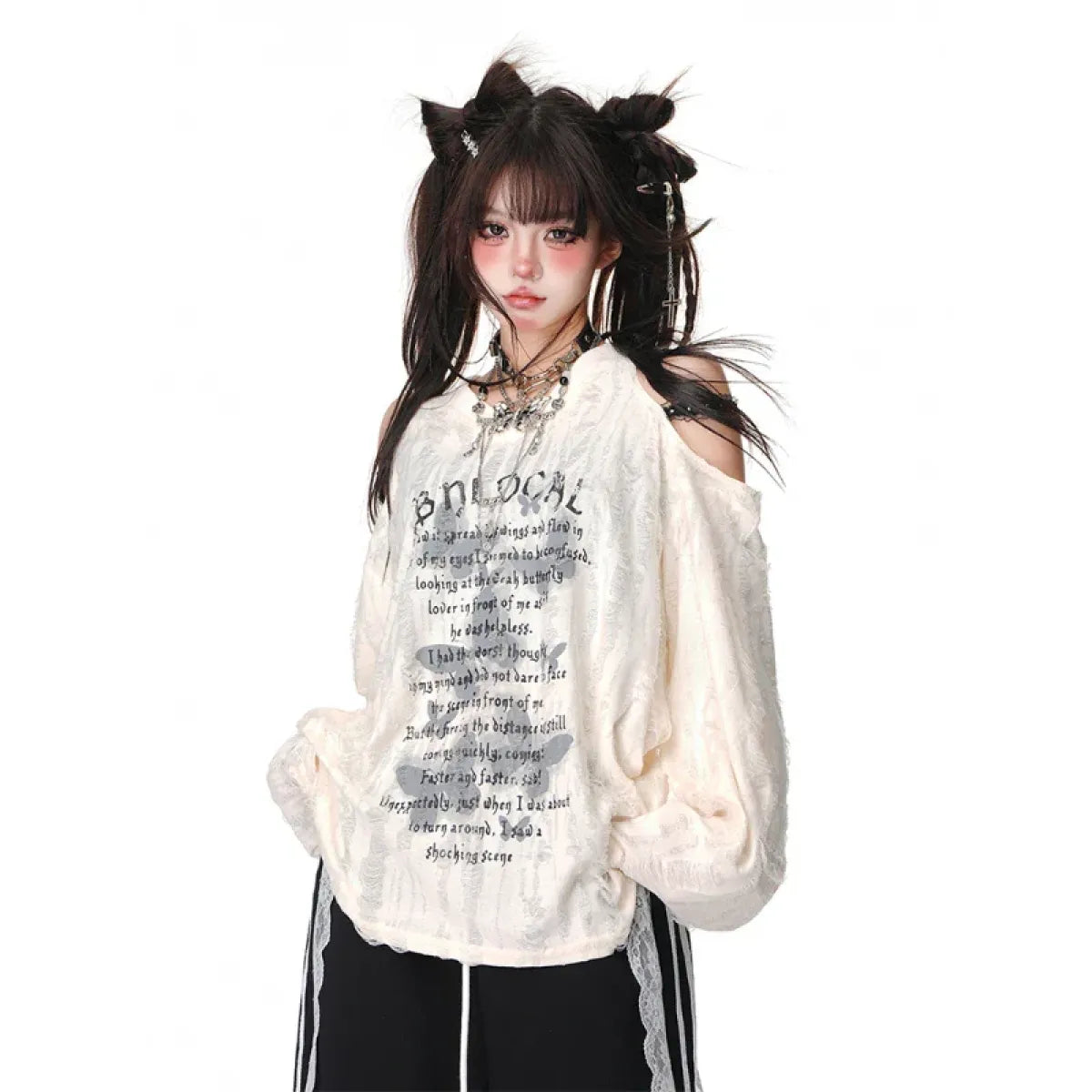 Punk Gothic Lace Off Shoulder T-Shirt - Best Sellers - T-Shirts - 8