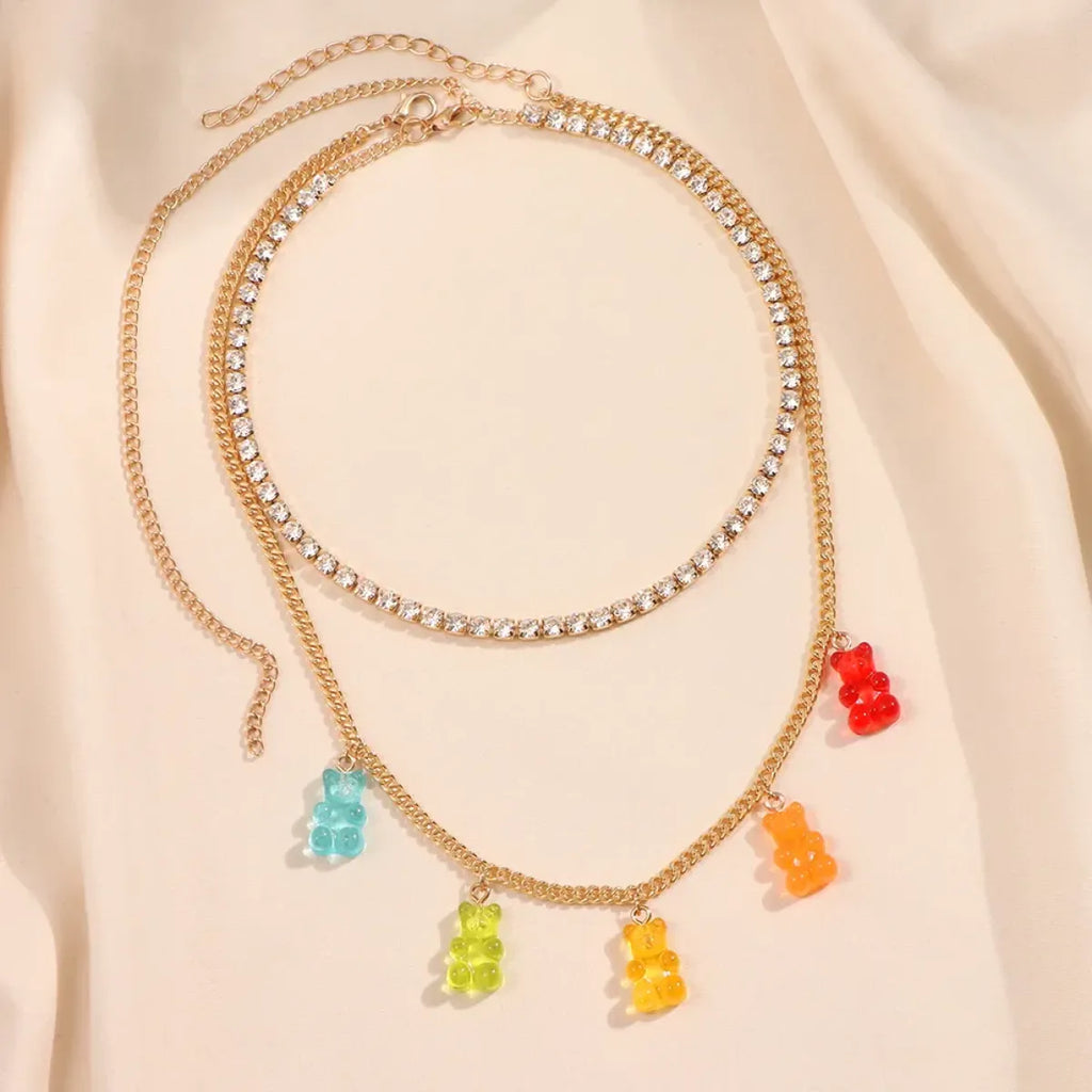 Punk Gummy Bear Crystal Choker - Colorful Metal Multi-layer Necklace - Best Sellers - 4