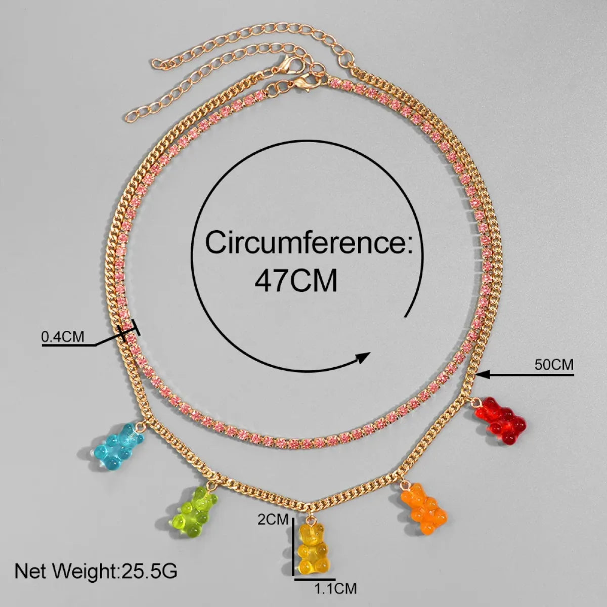 Punk Gummy Bear Crystal Choker - Colorful Metal Multi-layer Necklace - Best Sellers - 6